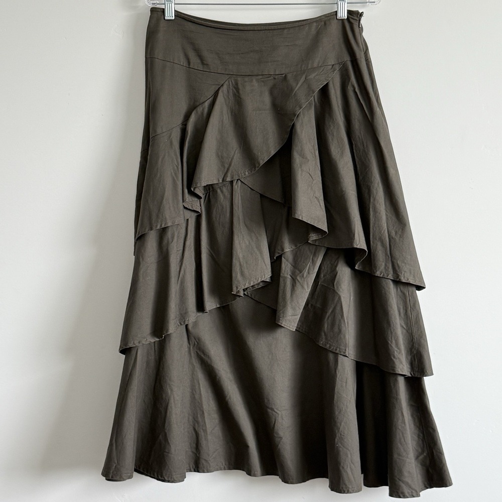 Khaki Skirt Cotton Pirate Tiered Steam Punk Women 8 Natural Cabincore